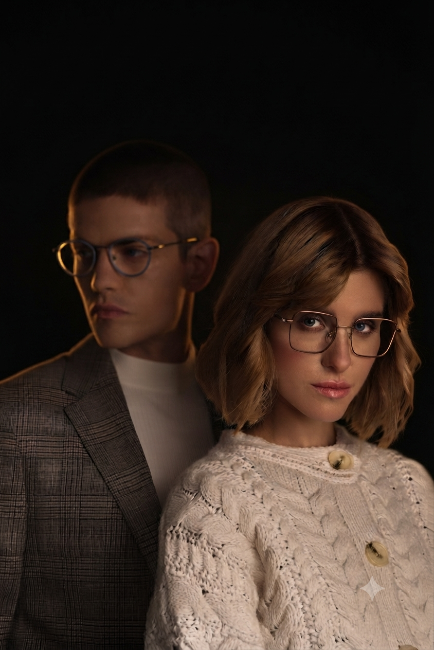 Casal usando óculos da Ótica Visual SLZ